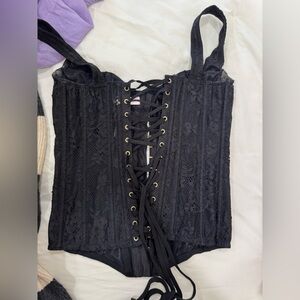 Victoria's Secret Black Corset with Gold Accents